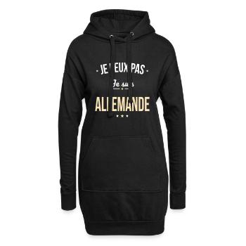 Je peux pas je suis Allemande - Sweat-shirt à capuche long Femme - noir - Devant