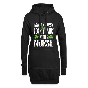 Safety First Drink With A Nurse St Patricks Day - Hoodie-Kleid - Schwarz - Vorne