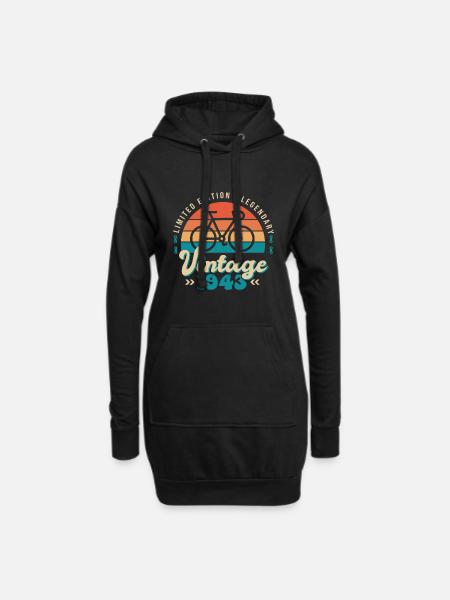 1943 Anniversaire 80 Ans velo cycliste - Sweat-shirt à capuche long Femme - noir