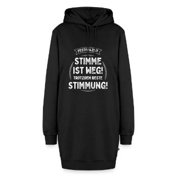 Festival „Stimme ist weg! Trotzdem beste Stimmung“ - Hoodie-Kleid - Schwarz - Vorne - AI Model Female 172 light (172cm)