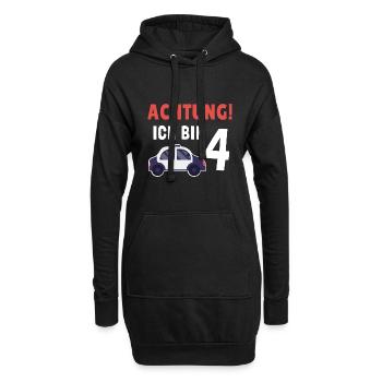Kindergeburtstag Polizist 4 Jahre Kinder Polizei - Hoodie-Kleid - Schwarz - Vorne