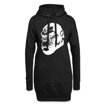 Tête de gorille - Sweat-shirt à capuche long Femme - noir - Devant