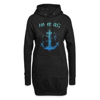 Hamburg - Hoodie-Kleid - Schwarz - Vorne