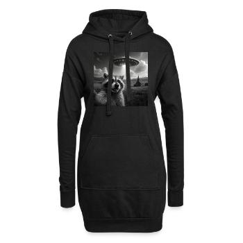 Waschbär Selfie mit Ufo - Hoodie-Kleid - Schwarz - Vorne
