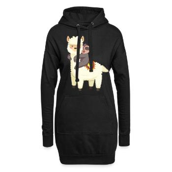 Alpagas lama paresseux anniversaire Noël ami - Sweat-shirt à capuche long Femme - noir - Devant