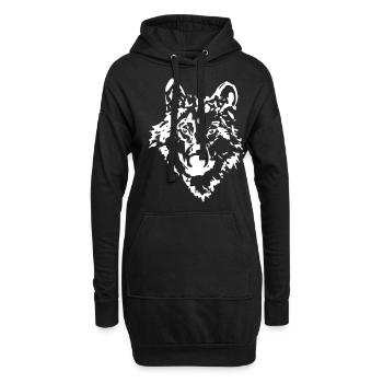 Dessin d’esquisse de loup - Sweat-shirt à capuche long Femme - noir - Devant