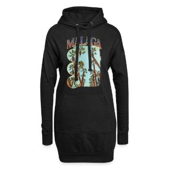 Malaga Spanien Stadt Skyline Sommer Urlaub Palmen - Hoodie-Kleid - Schwarz - Vorne