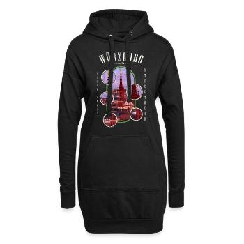 Würzburg Allemagne Ville Skyline Home Love - Sweat-shirt à capuche long Femme - noir - Devant