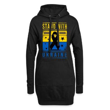 Ukraine flag with peace sign - Hoodie Dress - black - Front