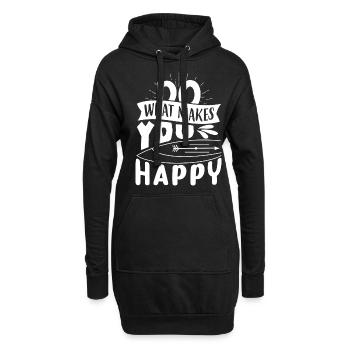 Mach was dich glücklich macht - Hoodie-Kleid - Schwarz - Vorne