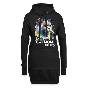 Best Cat Mom Beste Katzenmama - Hoodie-Kleid - Schwarz - Vorne