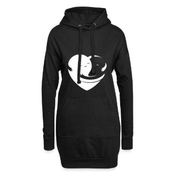 love - liebe - Hoodie-Kleid - Schwarz - Vorne