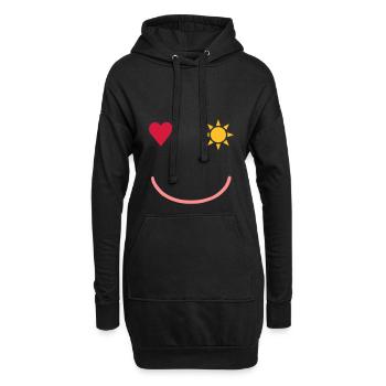 ★ Designfarben änderbar ★ Lächelndes Gesicht - Hoodie-Kleid - Schwarz - Vorne