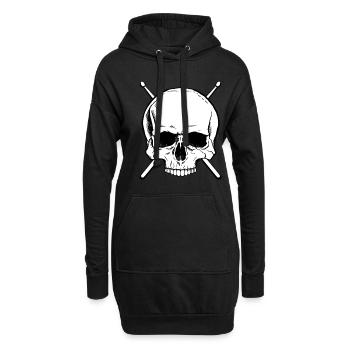 Crâne de tambours de batteur - Sweat-shirt à capuche long Femme - noir - Devant