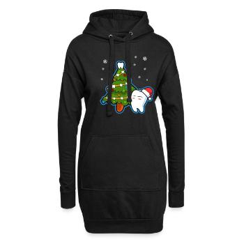 Dentiste Dents Sapins Noël Dentist - Sweat-shirt à capuche long Femme - noir - Devant