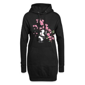 Panda Cherry Blossom Cerisier Fleurs De Cerisier Pandas Japonais - Sweat-shirt à capuche long Femme - noir - Devant