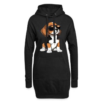 Lustiger Beagle Hund - Hoodie-Kleid - Schwarz - Vorne