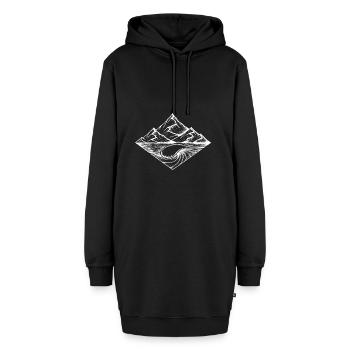 Berge und Welle - Hoodie-Kleid - Schwarz - Vorne