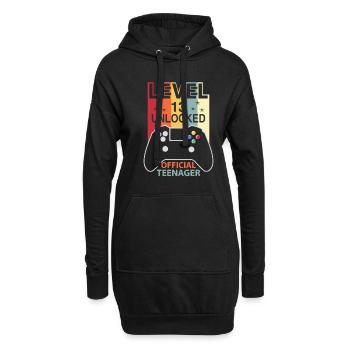 13 Birthday Level 13 Unlocked Official Teenager - Hoodie-Kleid - Schwarz - Vorne