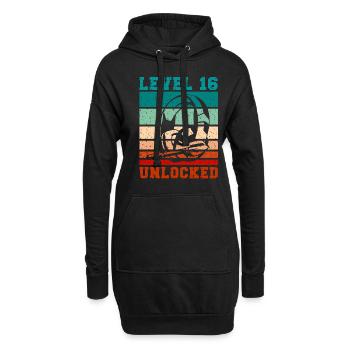 Level 16 unlocked Headphones for Gamer Quotes - Hoodie-Kleid - Schwarz - Vorne