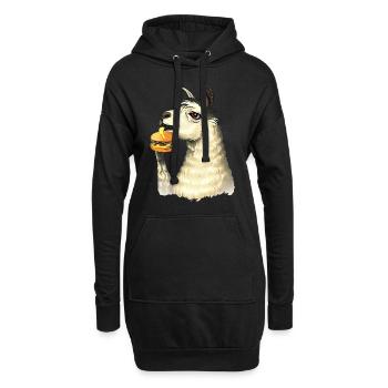 Lama mangeur de cheeseburger - Sweat-shirt à capuche long Femme - noir - Devant