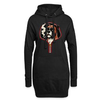 Boxer Chien Fumeur Drôles D’animaux - Sweat-shirt à capuche long Femme - noir - Devant