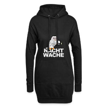 Nachtwache Eule mit Taschenlampe im Wachdienst - Hoodie-Kleid - Schwarz - Vorne