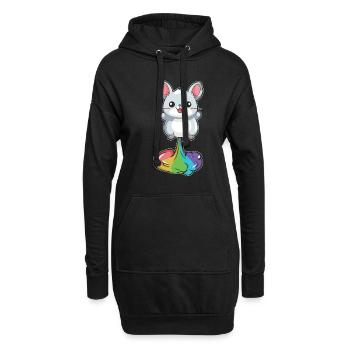 Chinchilla Drôle Arc-en-Ciel Pet - Sweat-shirt à capuche long Femme - noir - Devant