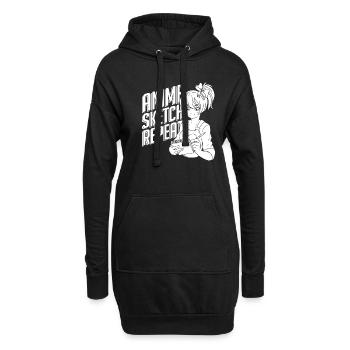 Anime Manga Anime Girl - Hoodie-Kleid - Schwarz - Vorne