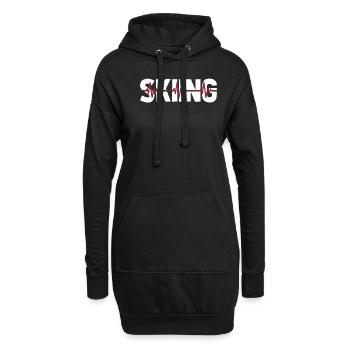 Skifahren Apres Ski Ekg Heartbeat - Hoodie-Kleid - Schwarz - Vorne