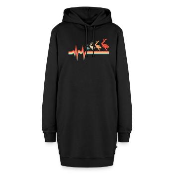 Schnorcheln Ekg Heartbeat - Hoodie-Kleid - Schwarz - Vorne