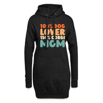Corgi - Hoodie-Kleid - Schwarz - Vorne
