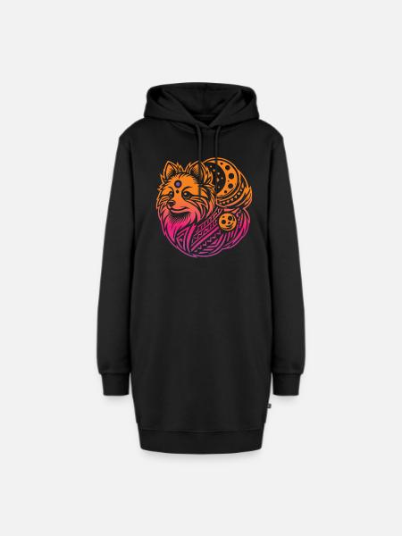 Pomeranian Stammes Moon Phases - Hoodie-Kleid - Schwarz