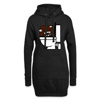 toilettes toilettes merde merde wc dangereux baz - Sweat-shirt à capuche long Femme - noir - Devant