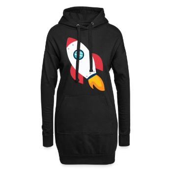 Rakete - Hoodie-Kleid - Schwarz - Vorne