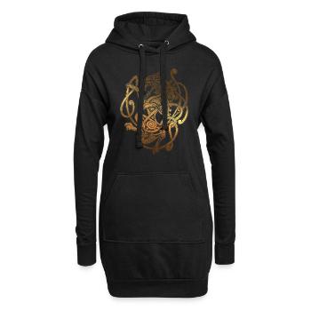 FENRIR - Wolf Odin - Vintage Gold - Nordisch Antik - Hoodie-Kleid - Schwarz - Vorne