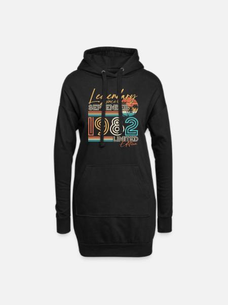 September 1982 Vintage Vintage Retro Birthday - Hoodie Dress - black