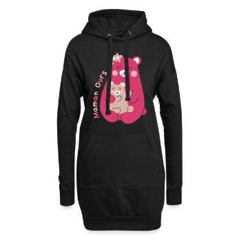 maman ours cadeau pour une maman génial - Sweat-shirt à capuche long Femme - noir - Devant