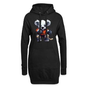 Eishockeyspieler Koala, Sportliches Tierdesign - Hoodie-Kleid - Schwarz - Vorne