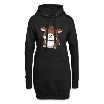 Illustration de vache, taureau, bœuf, buffle mignon - Sweat-shirt à capuche long Femme - noir - Devant