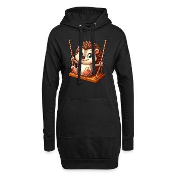 Mignon hérisson balançant terrain de jeu amusant - Sweat-shirt à capuche long Femme - noir - Devant