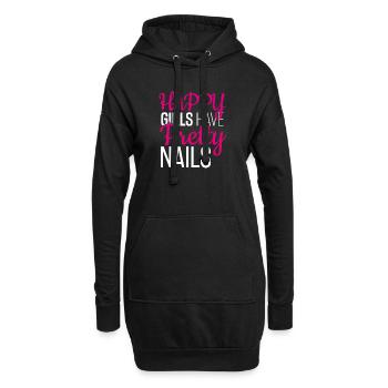 Les filles heureuses ont de beaux ongles, manucure - Sweat-shirt à capuche long Femme - noir - Devant