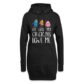 Poulet Au moins mes poules m’aiment oiseau - Sweat-shirt à capuche long Femme - noir - Devant