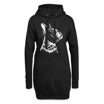 Hund Französische Bulldogge Berg - Hoodie-Kleid - Schwarz - Vorne