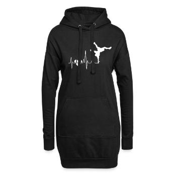Breakdance Breakdance Herzschlag - Hoodie-Kleid - Schwarz - Vorne