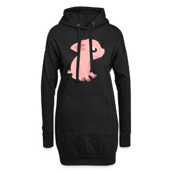 porcin - Sweat-shirt à capuche long Femme - noir - Devant