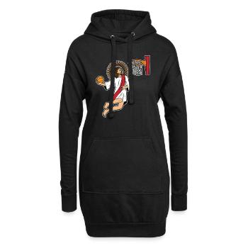 Jesus christ basket ball basket ball sport - Sweat-shirt à capuche long Femme - noir - Devant