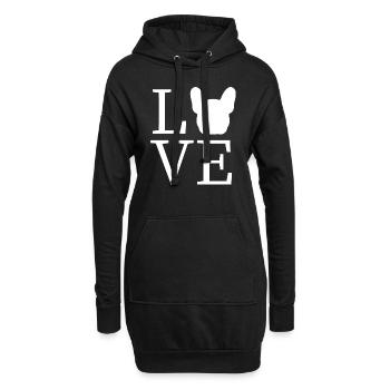 Amour bouledogue français - Sweat-shirt à capuche long Femme - noir - Devant
