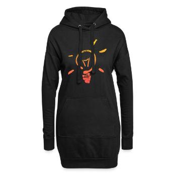 Glühbirne Vintage Lampe am Leuchten - Hoodie-Kleid - Schwarz - Vorne