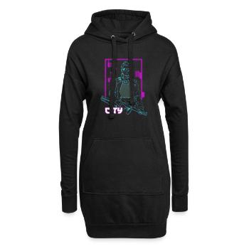 Verbrenne das Stadtmädchen - Hoodie-Kleid - Schwarz - Vorne